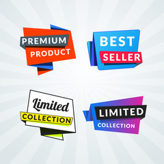 Set of sale banners and labels. Design elements for promotion. Vector illustration