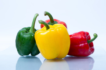 Fresh fruits and vegetables isolated on white background,Red green yellow vegetables,Fresh fruits and vegetables piled together on a white background,Close up vegetables and fruits