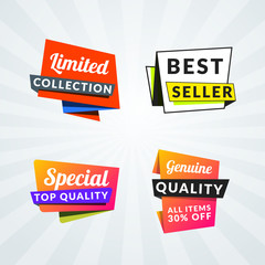 Set of sale banners and labels. Design elements for promotion. Vector illustration