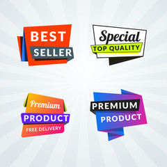 Set of sale banners and labels. Design elements for promotion. Vector illustration