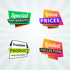 Set of sale banners and labels. Design elements for promotion. Vector illustration