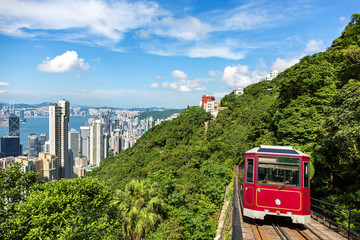 Tourist peak tram in Hong Kong