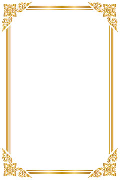 Frame and borders, Golden frame on white background. Thai pattern, Vector illustration
