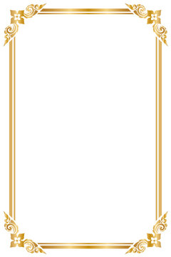 Frame and borders, Golden frame on white background. Thai pattern, Vector illustration