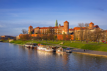 The Royal Wawel Castle in Krakow at Vistula river, Poland