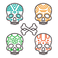 Set of four tribal skulls