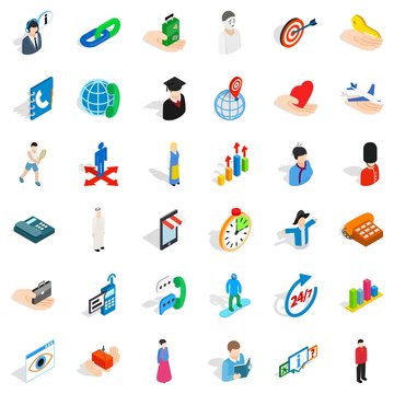 Person icons set, isometric style