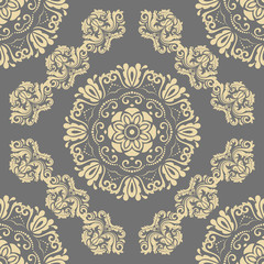 Orient vector classic pattern. Seamless abstract background with repeating golden elements. Orient background