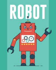 Red robot illustration for t-shirt and other uses