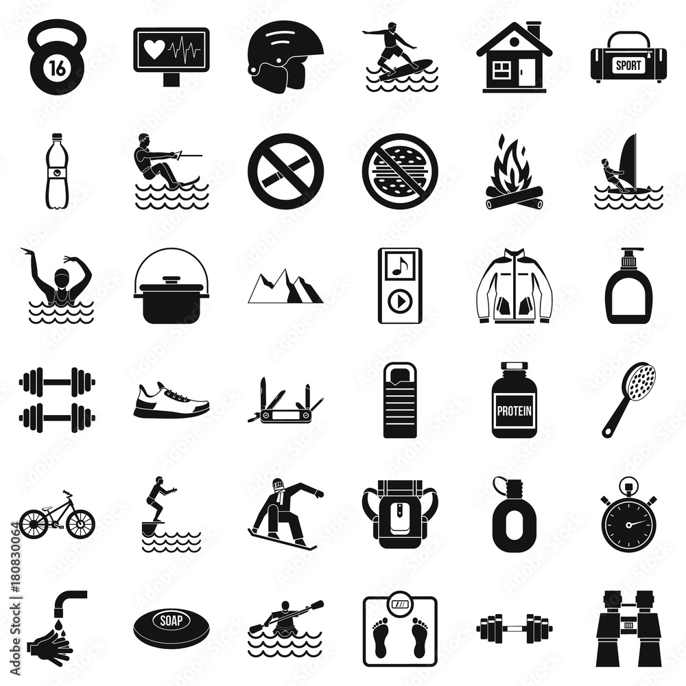 Poster indicator icons set, simple style
