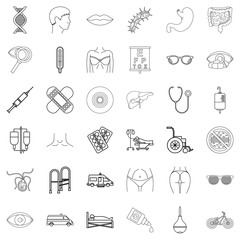 Ambulance icons set, outline style