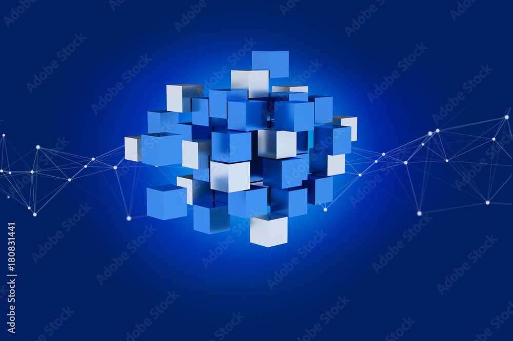 Aufkleber 3d rendering molecule on a displayed on a medical interface