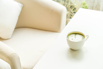 hot green tea latte cup