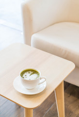 hot green tea latte cup