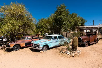 Cercles muraux Route 66 Voiture classique sur la Route 66 en Arizona