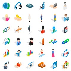 Human resource icons set, isometric style
