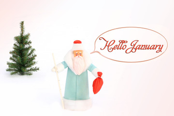 Santa Claus (Father Frost) and Christmas tree in the snow