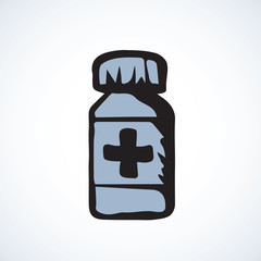 Bottle with tablets. Vector drawing