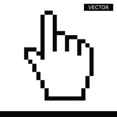 Pixel mouse hand cursor icon vector illustration