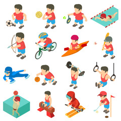 Sport icons set, isometric style