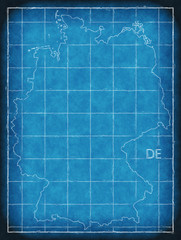 Germany map blue print artwork illustration silhouette