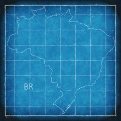 Brazil map blue print artwork illustration silhouette