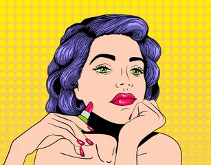 Poster Pop Art Pop art design. Woman with lipstick