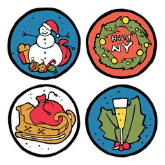 Set of Christmas and New Year emblems