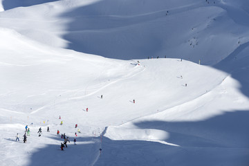 Österreich, Montafon, Skigebiet Silvretta Montafon, Skipiste am Hochjoch.
