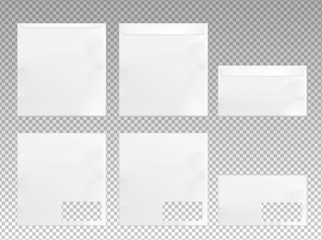 Set of white paper envelopes
