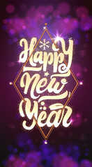 Happy New Year on the background light bokeh. Can be used for your design.