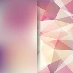 Geometric pattern, polygon triangles vector background in pink, beige tones. Blur background with glass. Illustration pattern