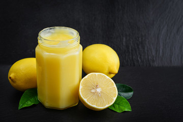 Lemon curd in jar