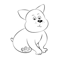 Dog comics line drawing .Vector illustration.