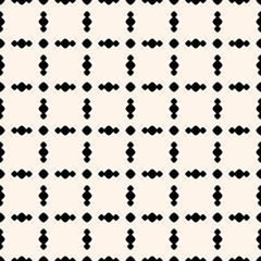 Grid background. Seamless pattern with circles in square grid. Vector geometric ornament