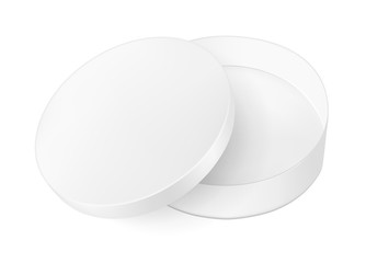 White round cardboard box with lid