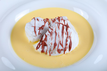 french dessert -  ile flottante on plate