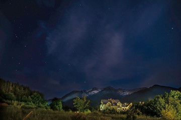Night panorama of Bansko mountains, Bulgaria