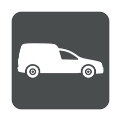 Icono plano furgoneta en cuadrado gris