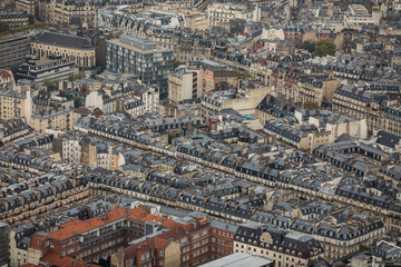Paris, France - November, 2017. Areal view of Paris with Eiffel tower in the distance
