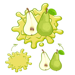 Green juice splash with pear fruit.