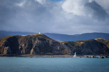 Lighthouse on cliffs near Wellington, New Zealand © daboost