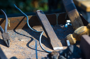 blacksmith tools and fixtures for hand forged metal
