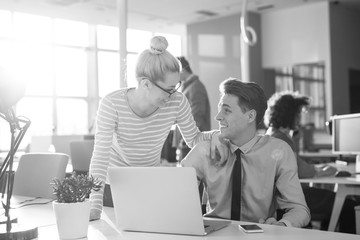 Two Business People Working With laptop in office