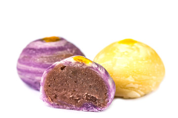 Chinese pastry isolated on white background , selective focus