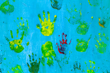 Fototapeta na wymiar hand print, Kindergarten Kids hand print, 