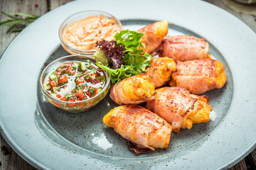 Chicken with grilled bacon