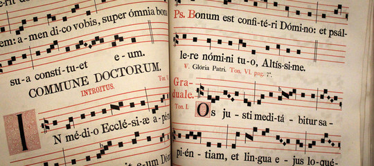 Livre de partitions de chants liturgiques - obrazy, fototapety, plakaty