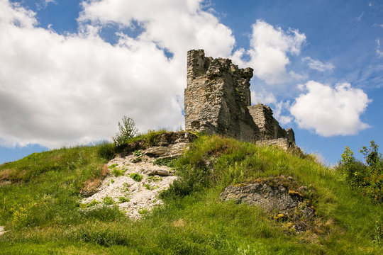 Famous Ukrainian landmark: scenic summer view of the ruins of ancient castle in Kremenets, Ternopil Region, Ukraine