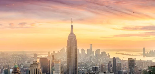 Keuken foto achterwand Manhattan Panorama of Manhattan Skyline  at sunset